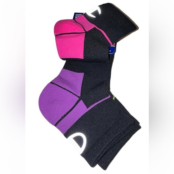 Champion Ankle Socks 3 Pair Women's 5-9 Black Multicolor w Logo Compression Arch - Picture 7 of 11